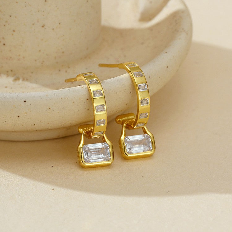 JUSSAN Pave Pendant Luxe Sterling Silver Earrings