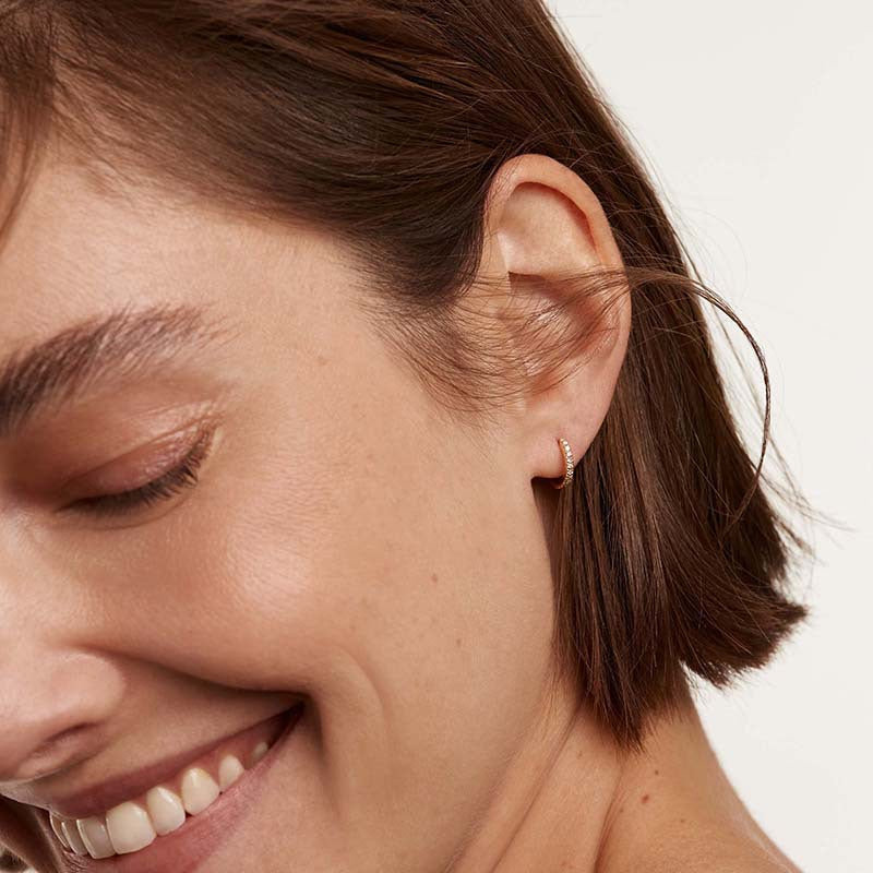 JUSSAN Pave Minimal Luxe Sterling Silver Earrings