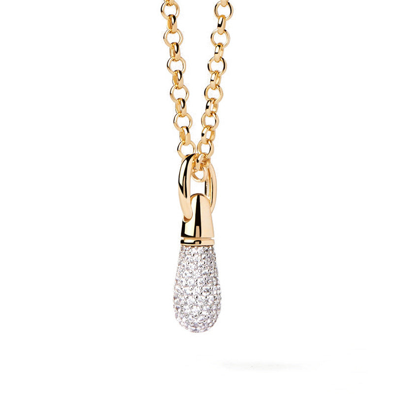 JUSSAN Teardrop Pave Pendant Sterling Silver Necklace