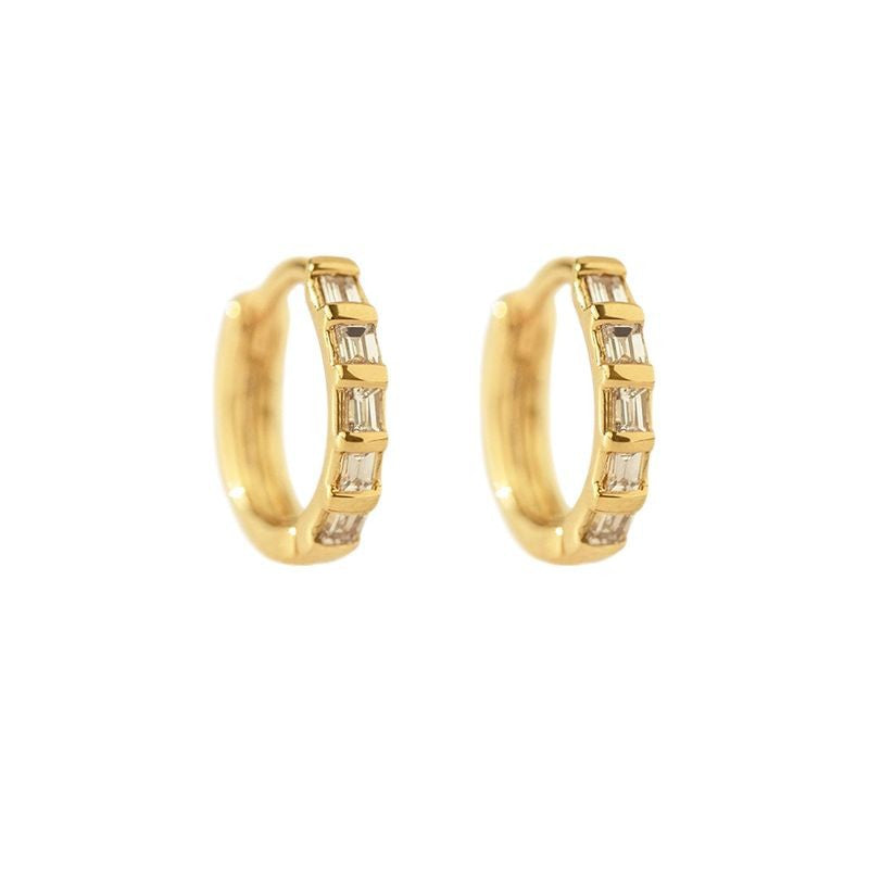 JUSSAN Geometric Pave Sterling Silver Earrings