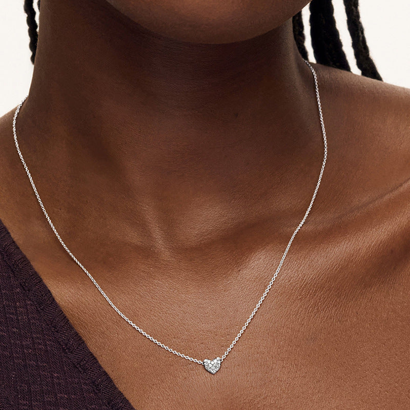 JUSSAN Heart Pave Sterling Silver Necklace