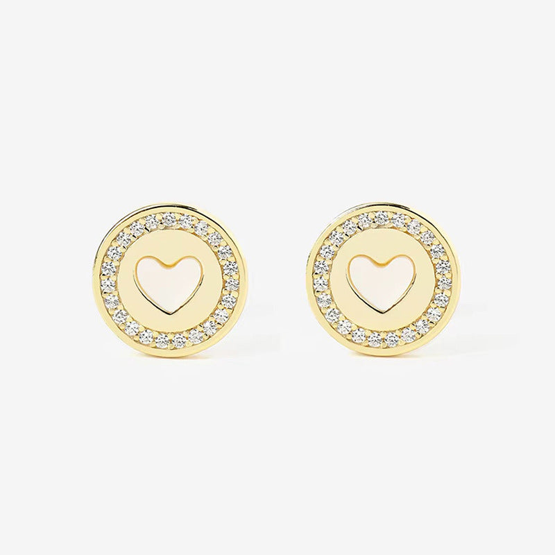 JUSSAN Heart Pave Minimal Sterling Silver Earrings