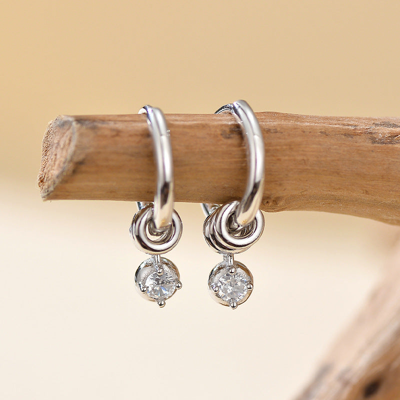 JUSSAN Pave Hoop Sterling Silver Earrings