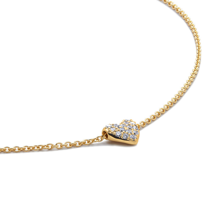JUSSAN Heart Pave Sterling Silver Necklace