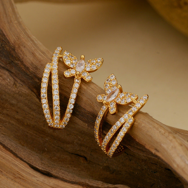 JUSSAN Butterfly Pave Luxe Sterling Silver Earrings