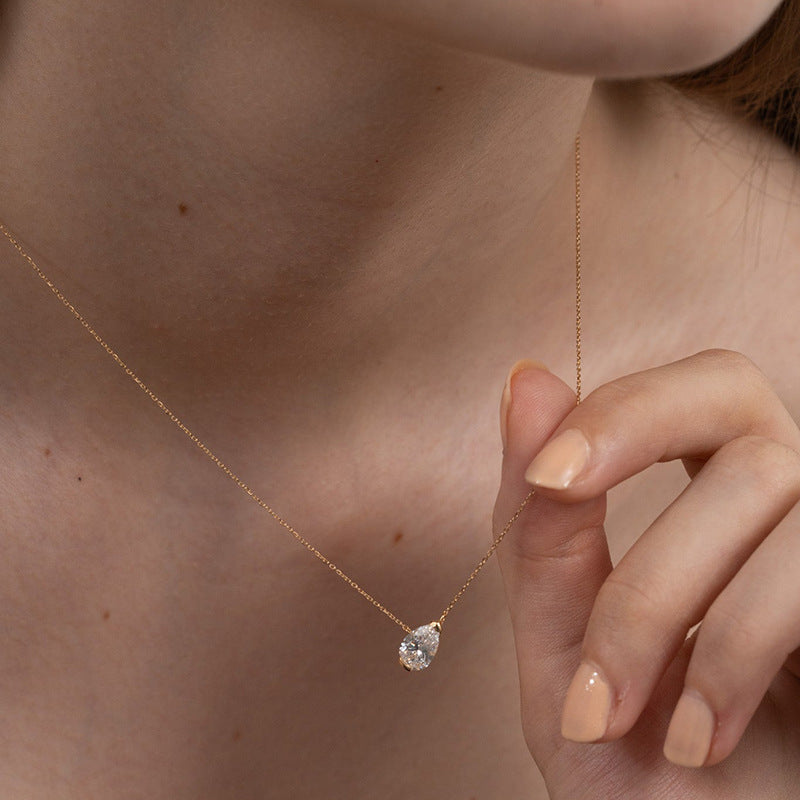 JUSSAN Geometric Pave Minimal Sterling Silver Necklace