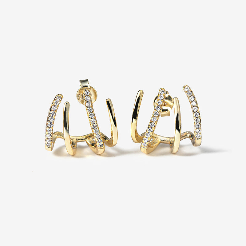 JUSSAN Pave Minimal Luxe Sterling Silver Earrings