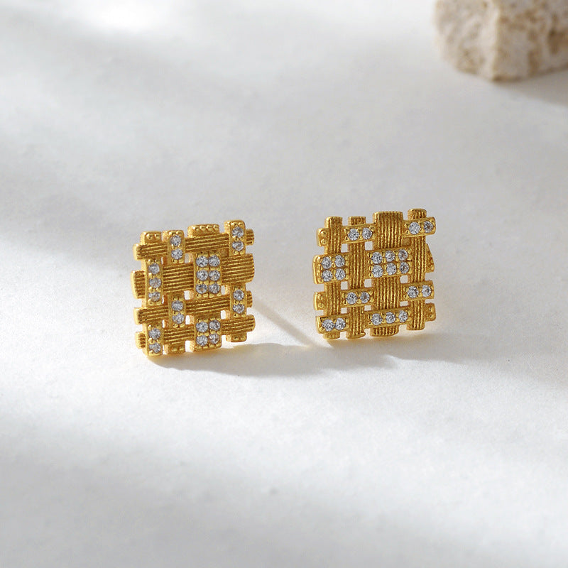 JUSSAN Geometric Pave Luxe Sterling Silver Earrings