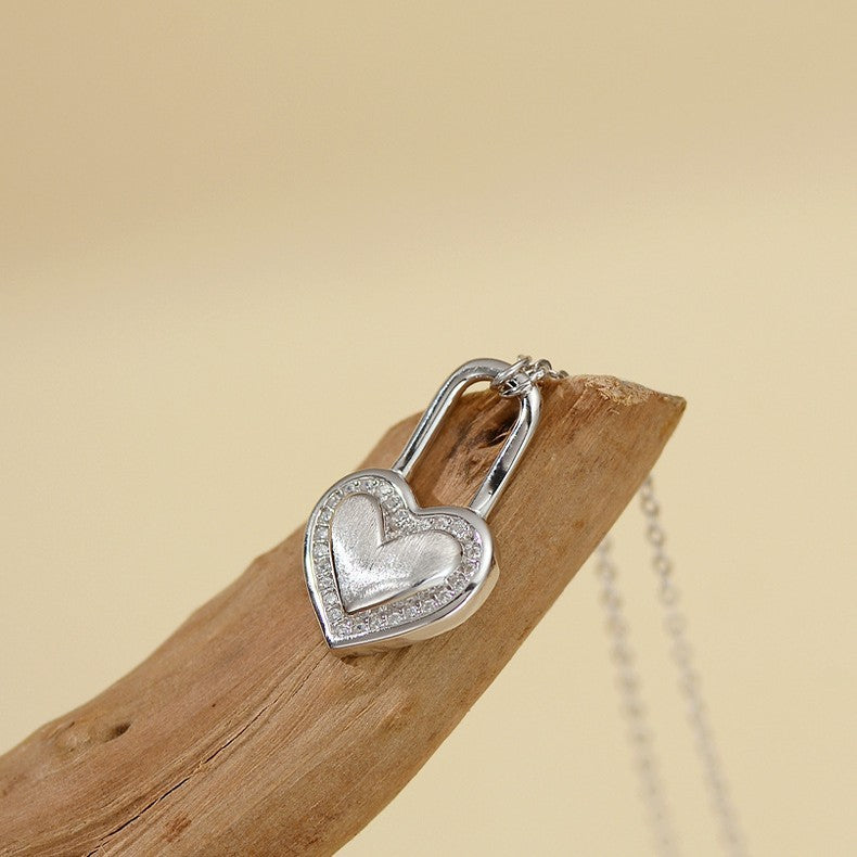 JUSSAN Heart Pave Sterling Silver Necklace