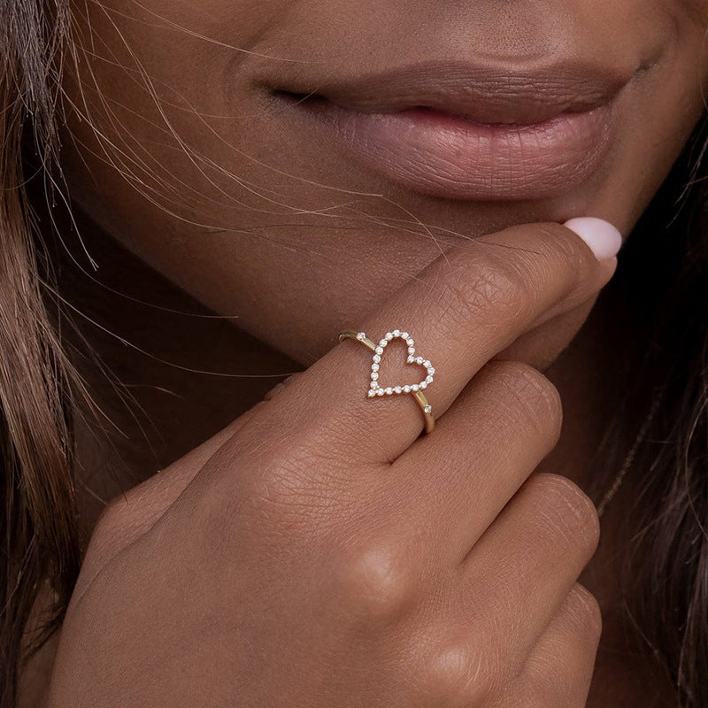 JUSSAN Heart Pave Sterling Silver Ring