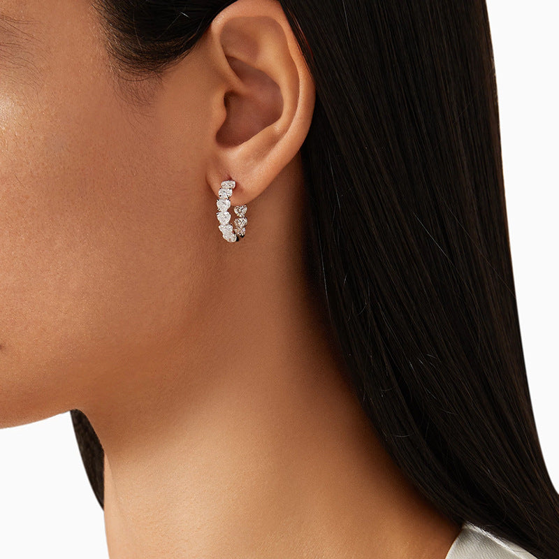 JUSSAN Heart Pave Luxe Sterling Silver Earrings