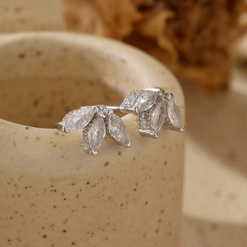 JUSSAN Floral Pave Sterling Silver Earrings