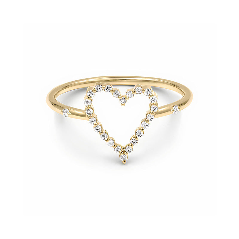 JUSSAN Heart Pave Sterling Silver Ring
