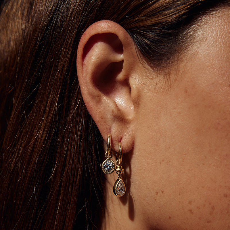 JUSSAN Teardrop Pave Sterling Silver Earrings