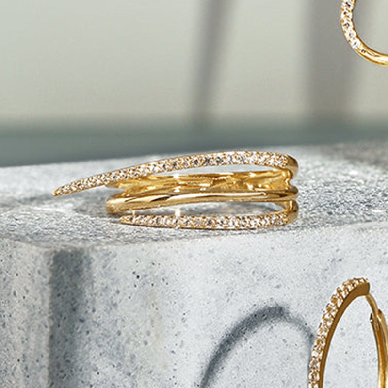 JUSSAN Pave Minimal Sterling Silver Ring