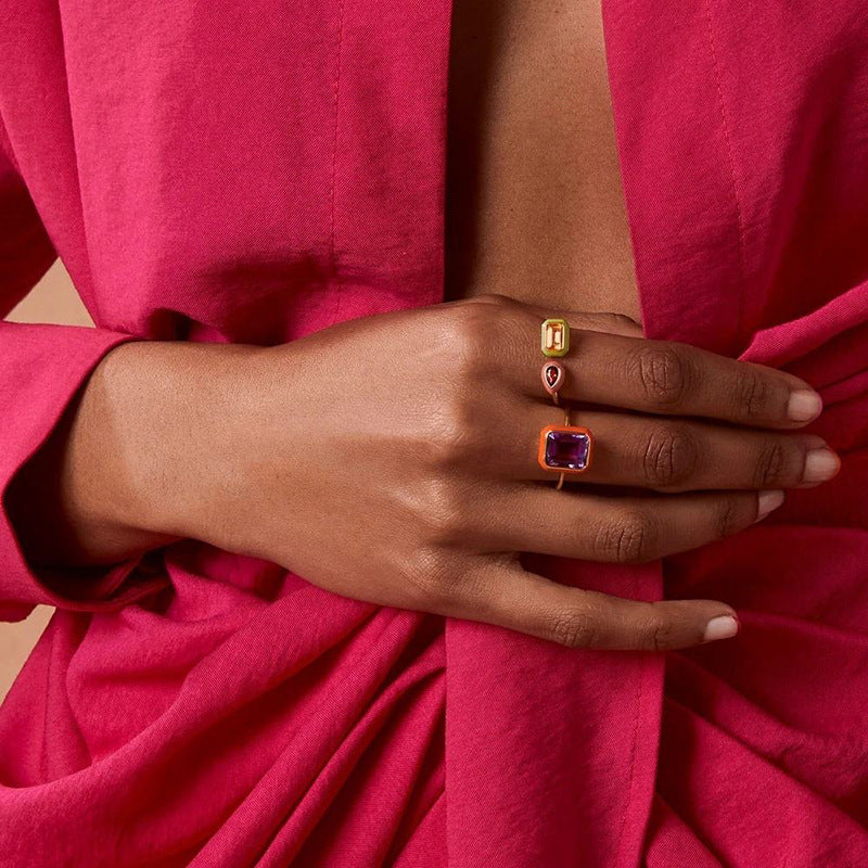 JUSSAN Geometric Pave Sterling Silver Ring