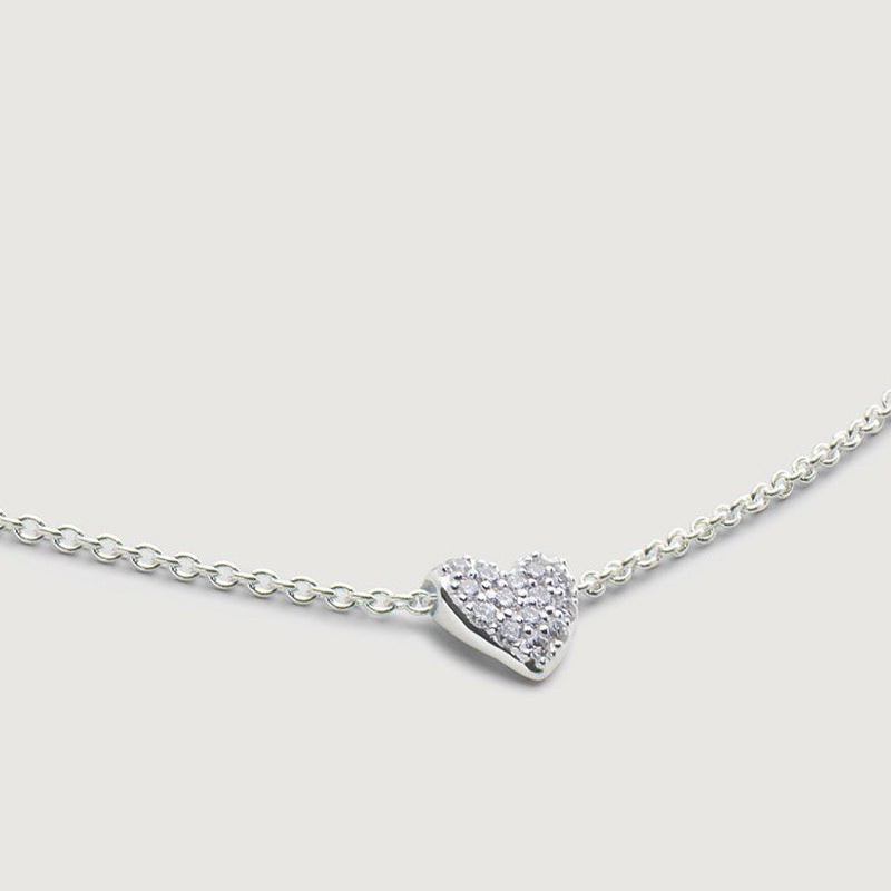 JUSSAN Heart Pave Sterling Silver Necklace