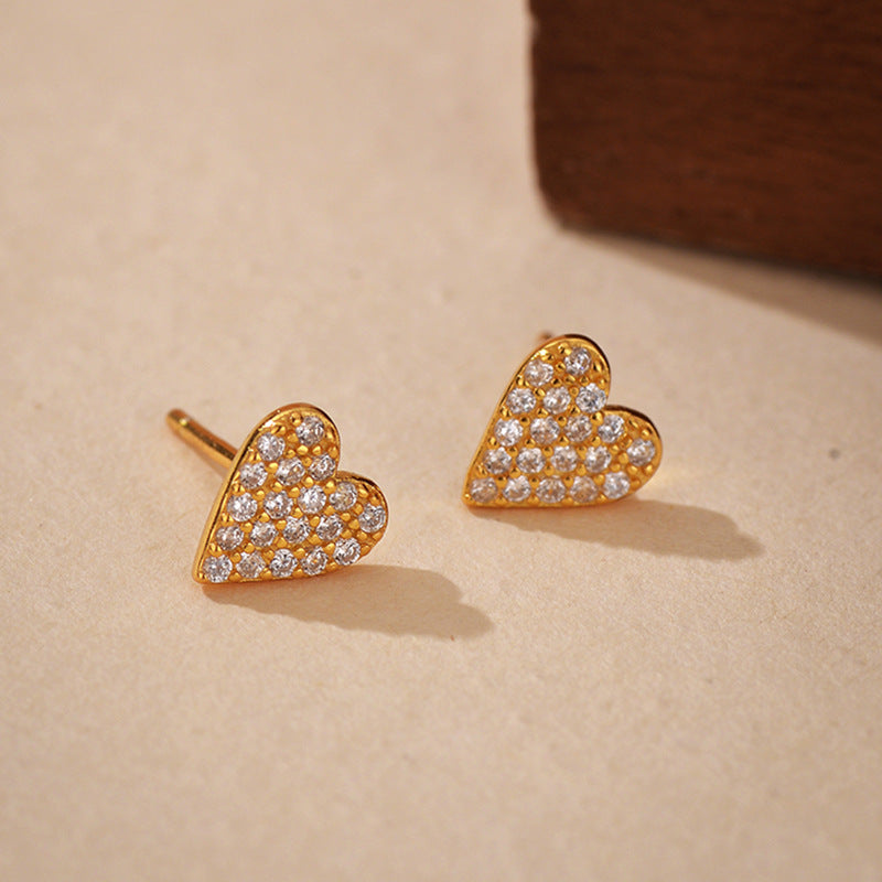 JUSSAN Heart Pave Luxe Sterling Silver Earrings