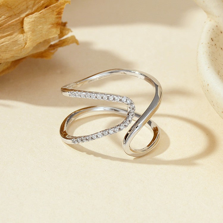 JUSSAN Crossline Geometric Sterling Silver Ring