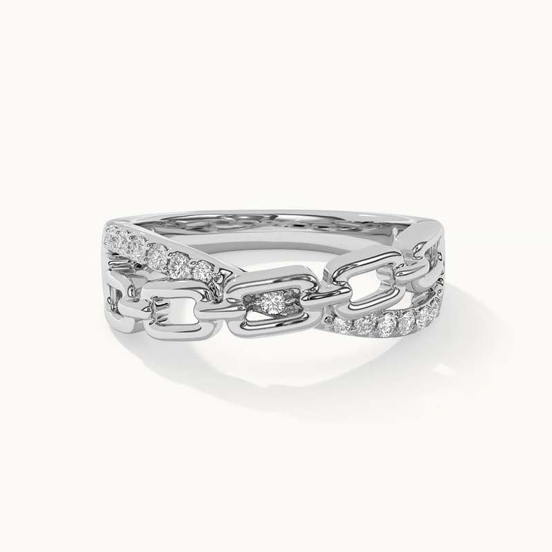 JUSSAN Crossline Pave Sterling Silver Ring