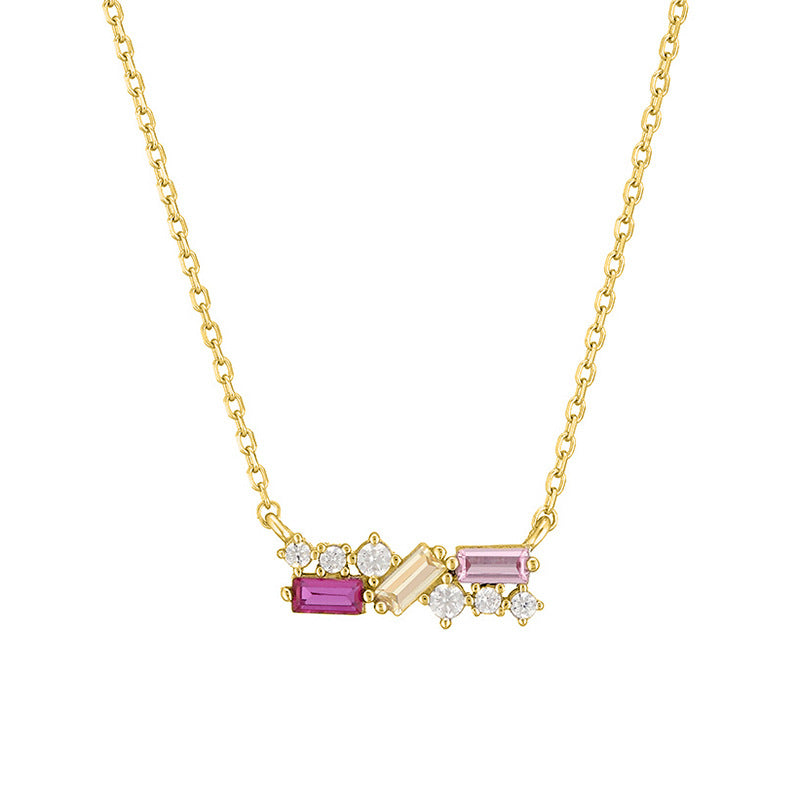 JUSSAN Pave Minimal Sterling Silver Necklace