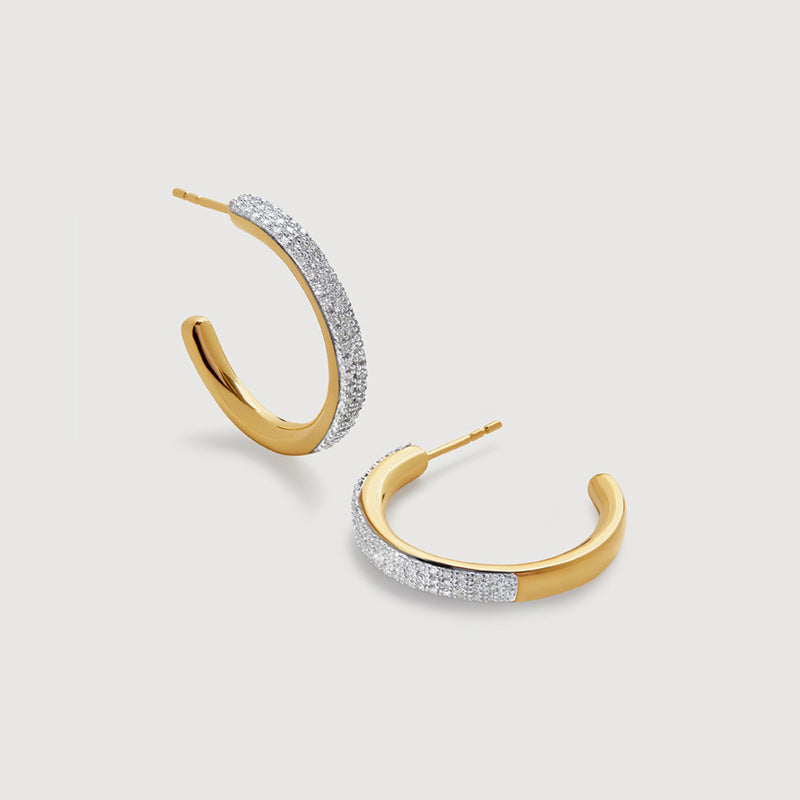JUSSAN Pave Minimal Luxe Sterling Silver Earrings
