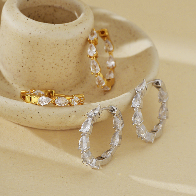 JUSSAN Teardrop Pave Sterling Silver Earrings