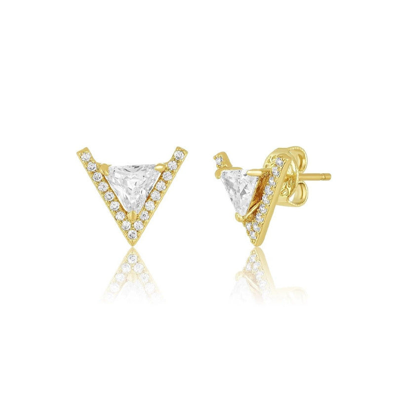 JUSSAN Initial Pave Minimal Silver Earrings