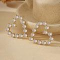 JUSSAN Heart Geometric Pave Sterling Silver Earrings