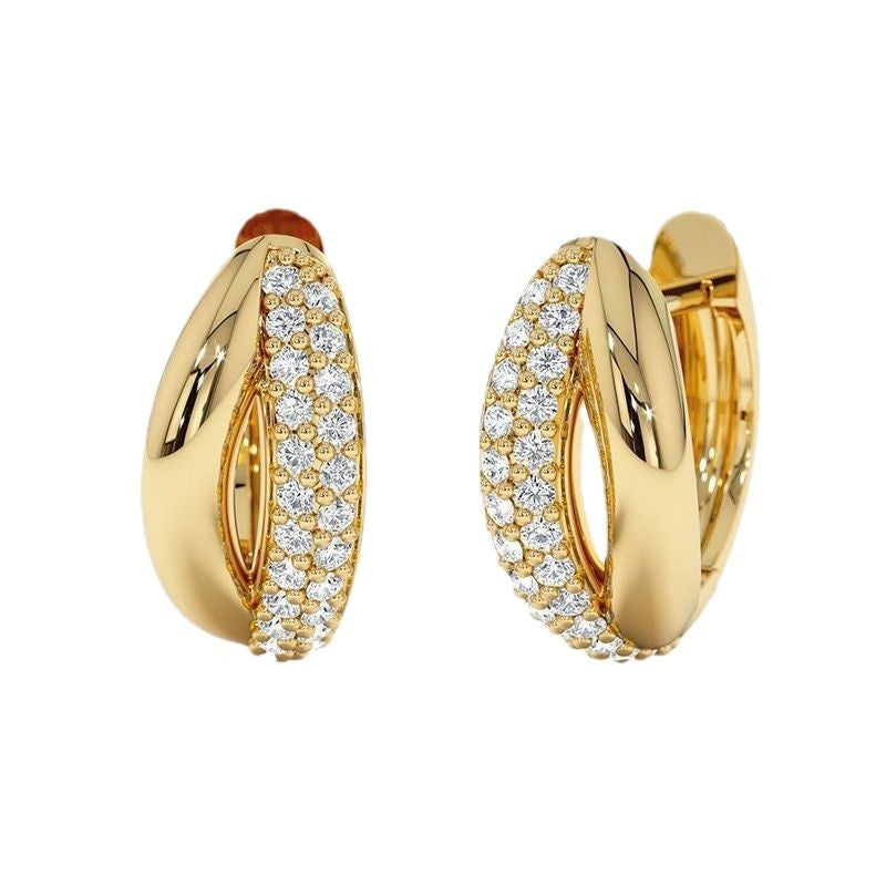 JUSSAN Pave Hoop Luxe Sterling Silver Earrings
