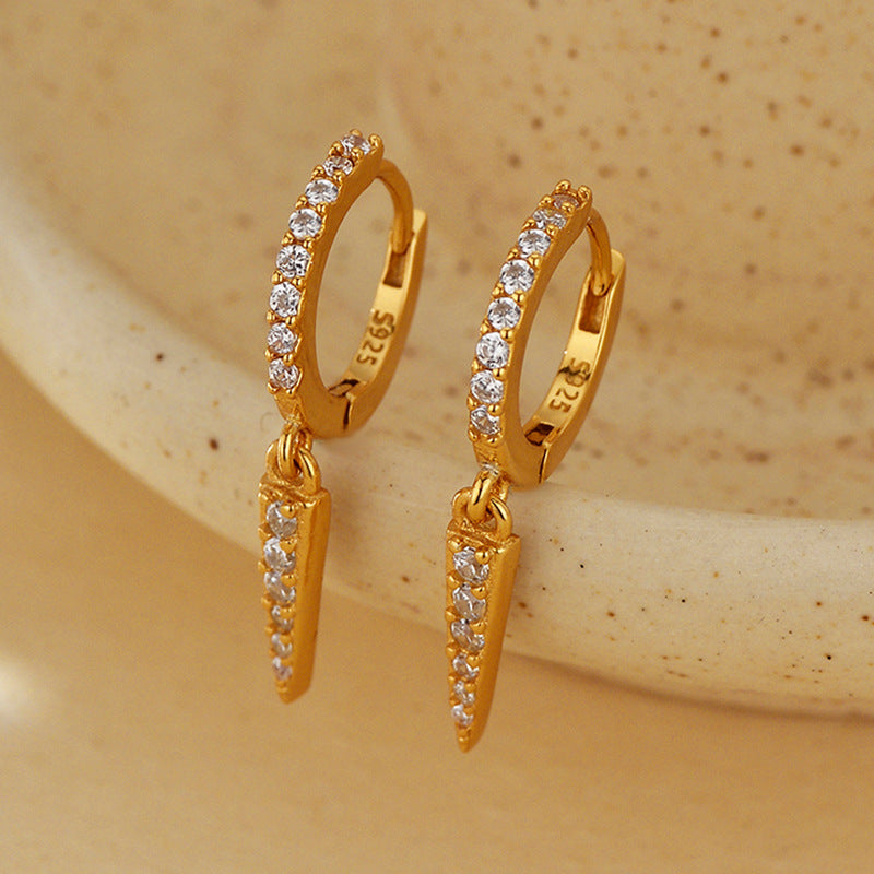 JUSSAN Studded Geometric Pave Sterling Silver Earrings