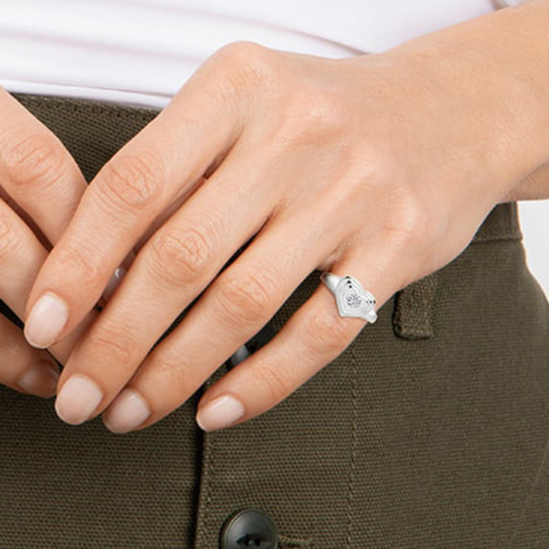 JUSSAN Heart Pave Minimal Sterling Silver Ring
