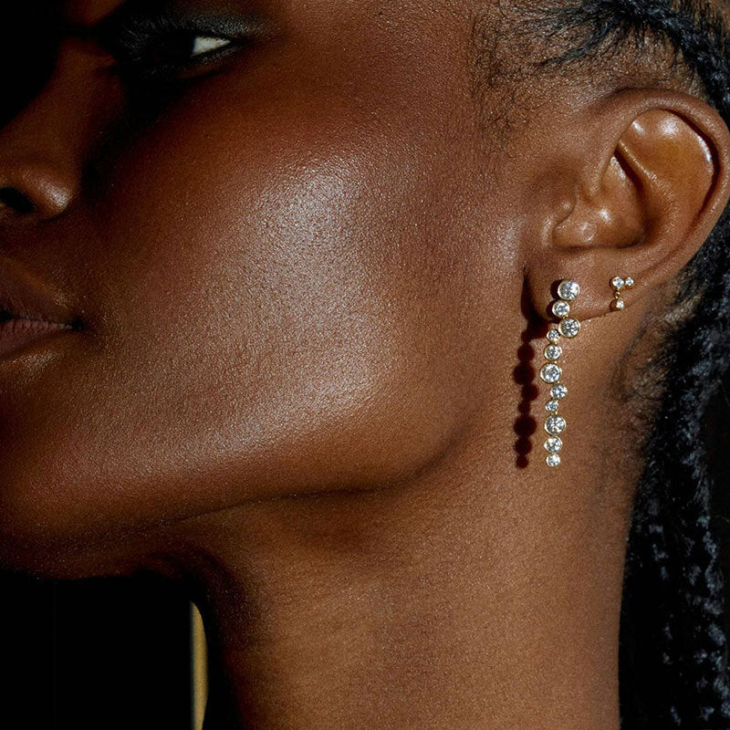 JUSSAN Pave Minimal Sterling Silver Earrings