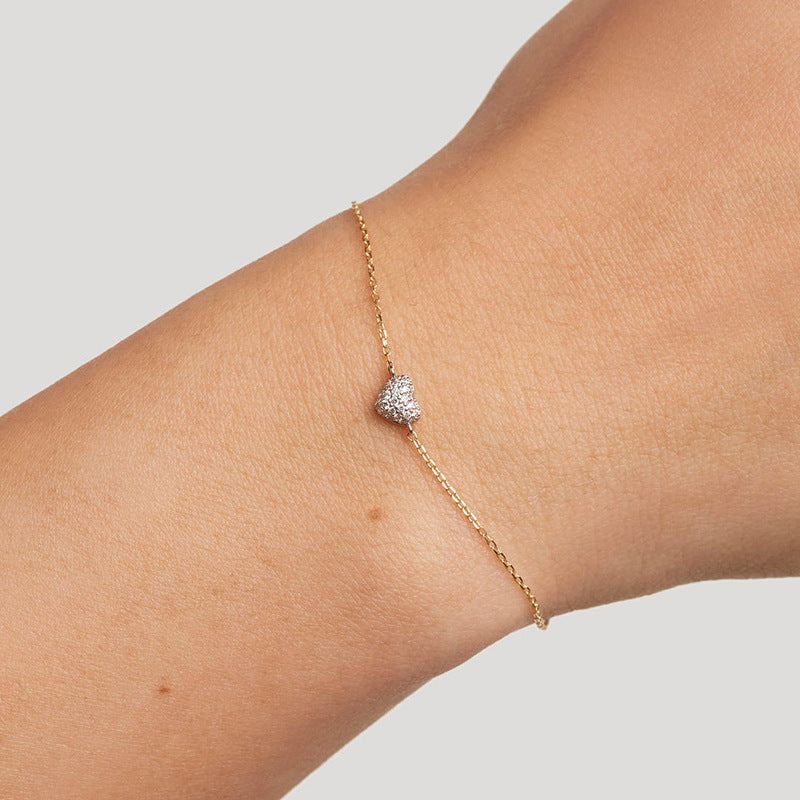 JUSSAN Layered Heart Pave Sterling Silver Bracelet