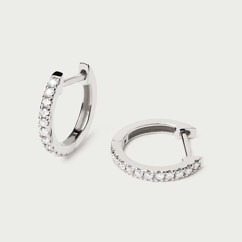 JUSSAN Pave Minimal Luxe Sterling Silver Earrings