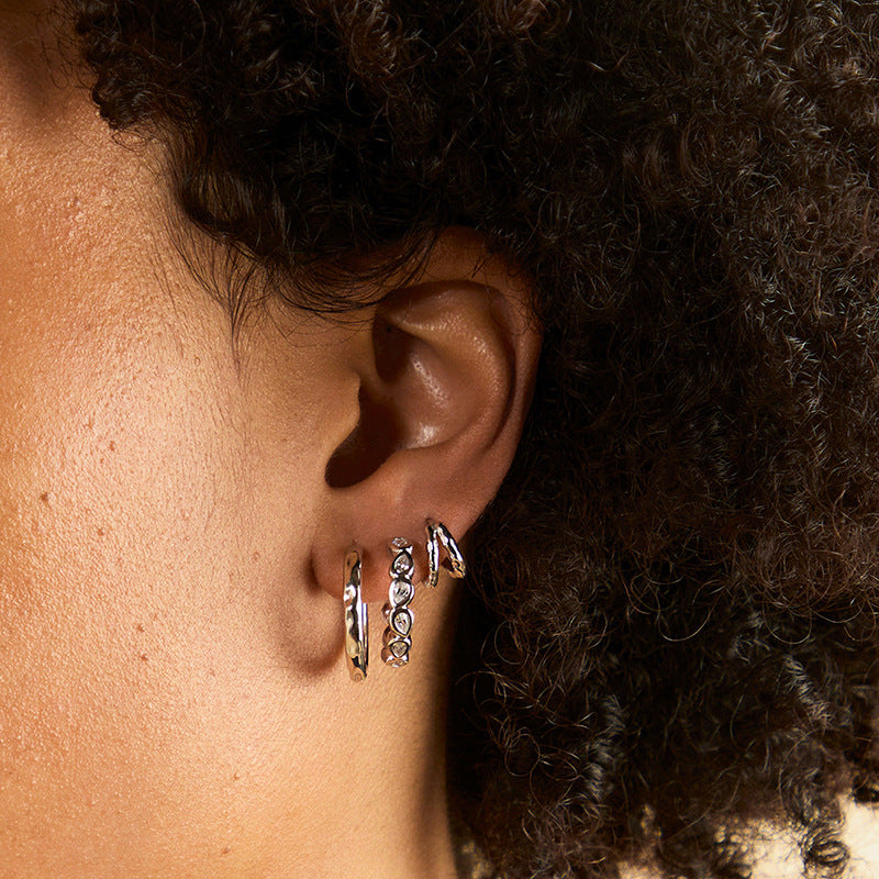 JUSSAN Pave Minimal Luxe Sterling Silver Earrings