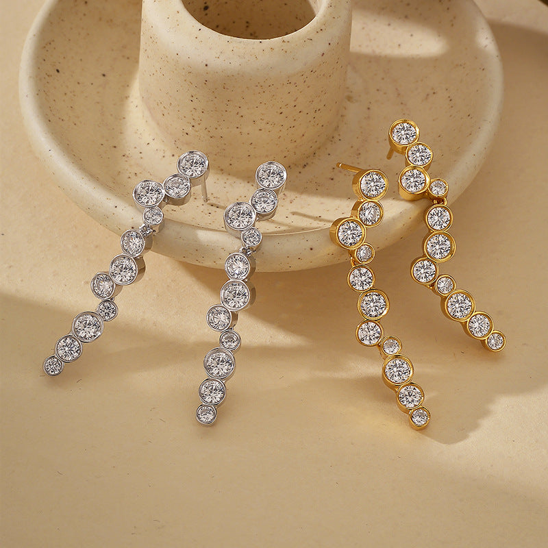 JUSSAN Pave Minimal Sterling Silver Earrings
