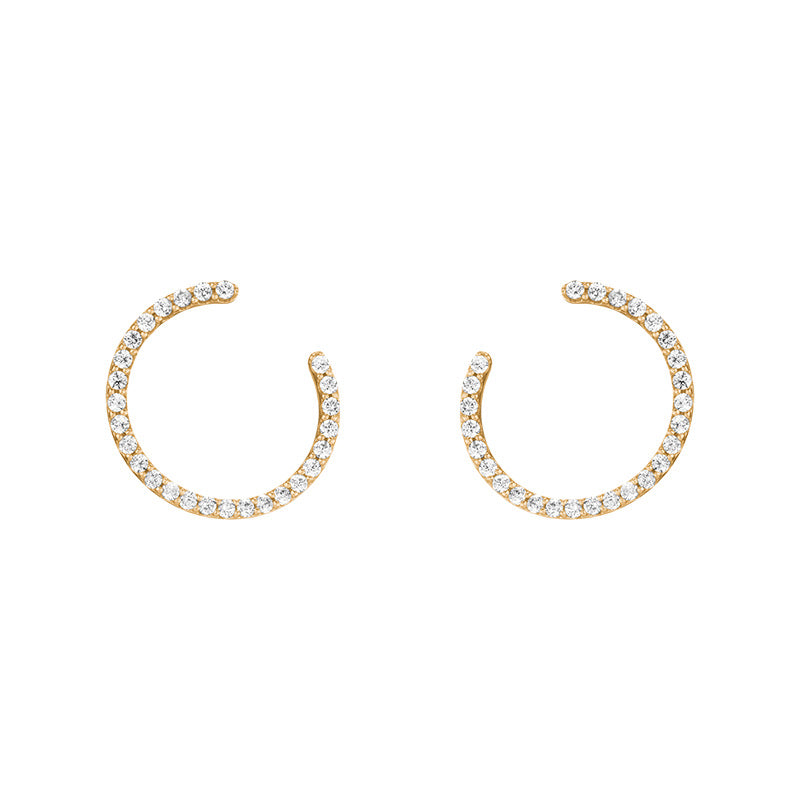 JUSSAN Geometric Pave Minimal Sterling Silver Earrings