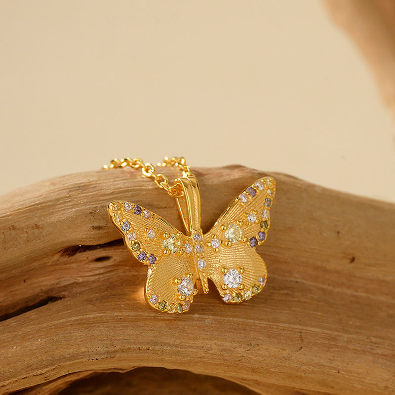 JUSSAN Butterfly Pave Luxe Sterling Silver Necklace