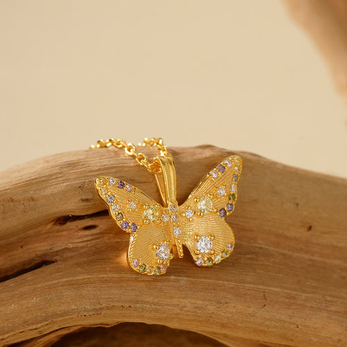 JUSSAN Butterfly Pave Luxe Sterling Silver Necklace