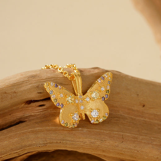 JUSSAN Butterfly Pave Luxe Sterling Silver Necklace
