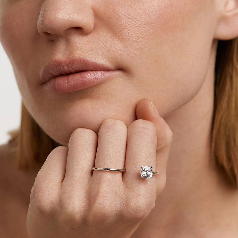 JUSSAN Pave Minimal Luxe Sterling Silver Ring