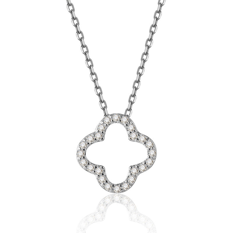 JUSSAN Clover Pave Luxe Sterling Silver Necklace