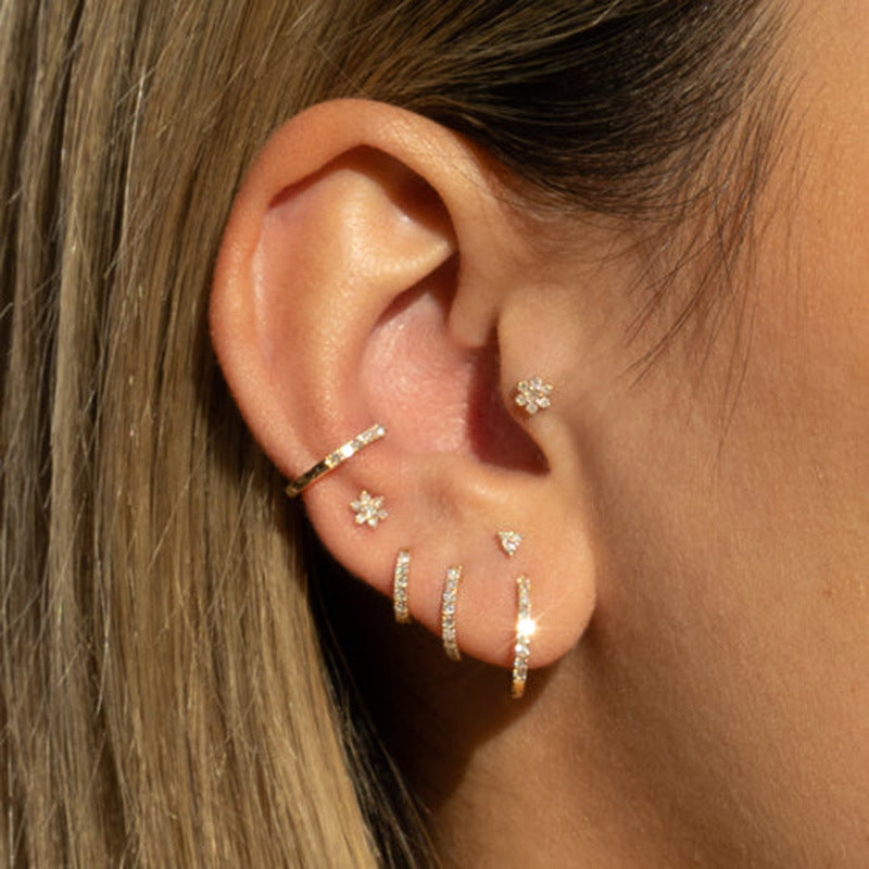 JUSSAN Pave Hoop Minimal Sterling Silver Earrings