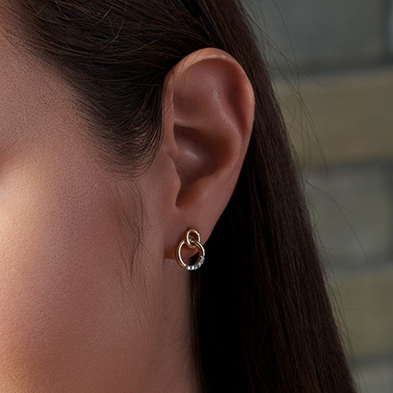 JUSSAN Pave Minimal Luxe Sterling Silver Earrings