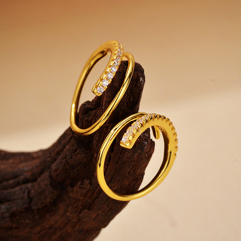 JUSSAN Geometric Pave Luxe Sterling Silver Earrings