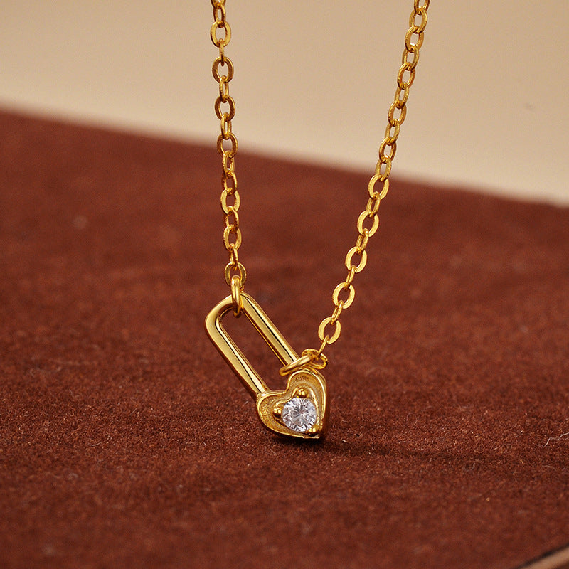 JUSSAN Heart Pave Luxe Sterling Silver Necklace