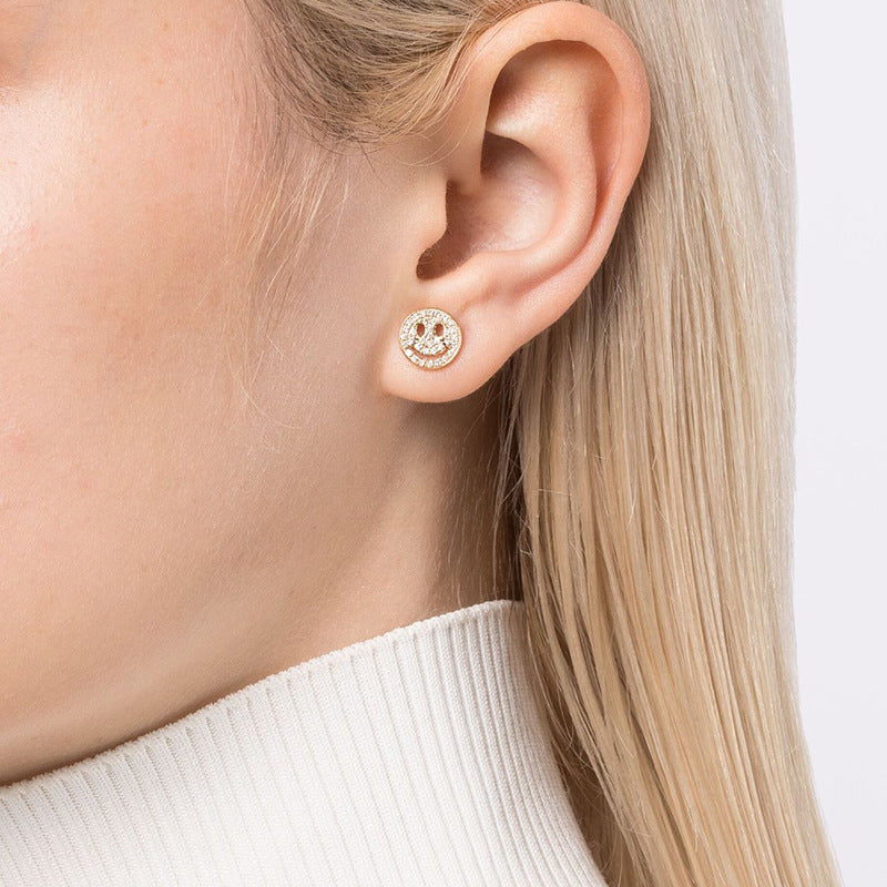 JUSSAN Pave Minimal Sterling Silver Earrings