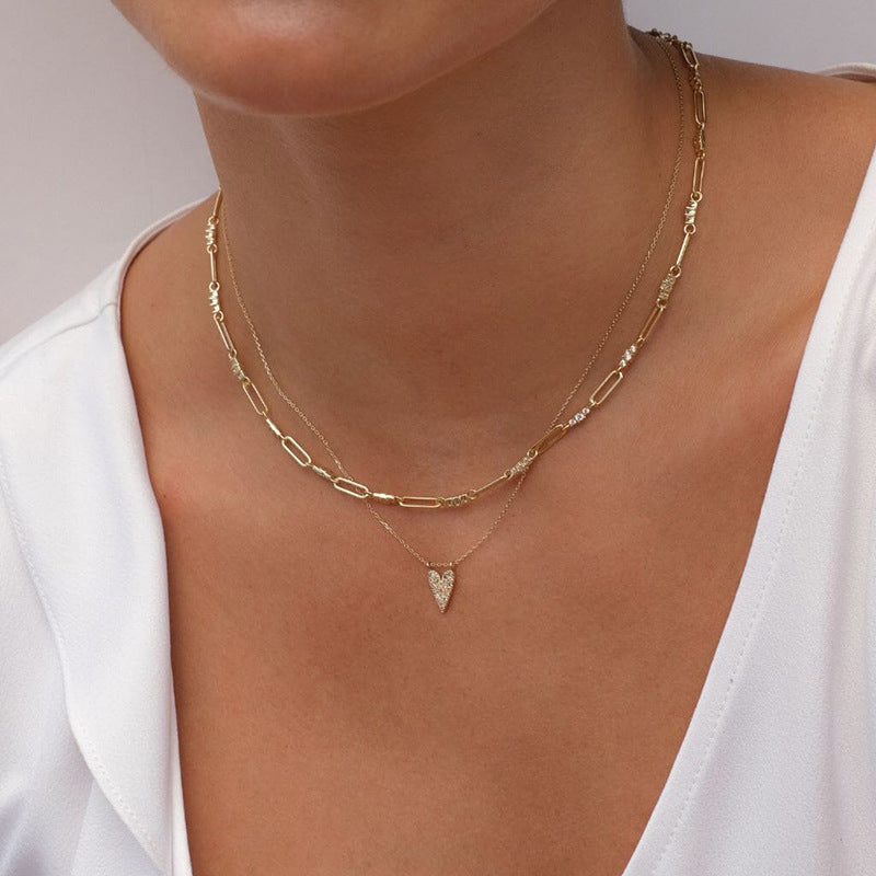 JUSSAN Heart Pave Luxe Sterling Silver Necklace