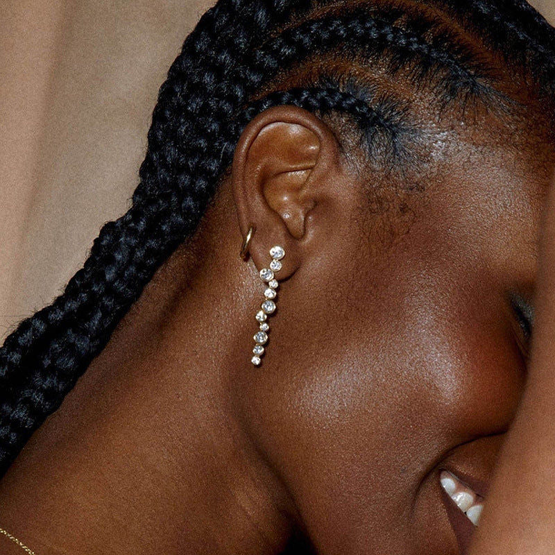 JUSSAN Pave Minimal Sterling Silver Earrings